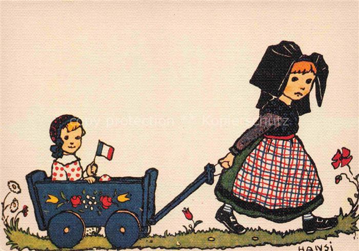 Hansi  Waltz J J Kuenstlerkarte Alsace Elsass Je promene ma petite soeur