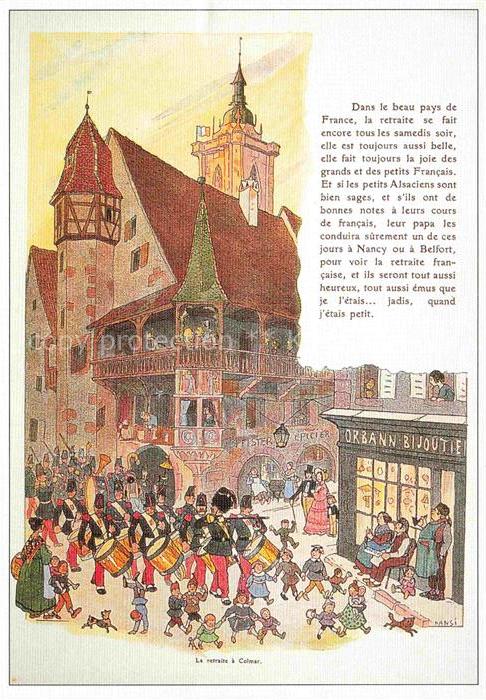 Hansi  Waltz J J Kuenstlerkarte Alsace Elsass Le retraite de Colmar