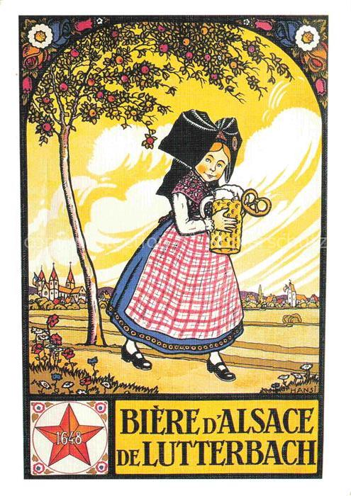 Hansi  Waltz J J Kuenstlerkarte Alsace Elsass Biere Alsace de Lutterbach
