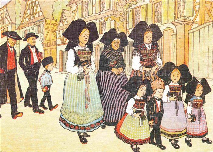 Hansi  Waltz J J Kuenstlerkarte Alsace Elsass Chaque Dimanche