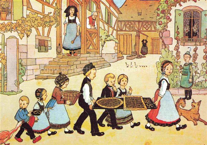 Hansi  Waltz J J Kuenstlerkarte Alsace Elsass Alsace Les gateaux