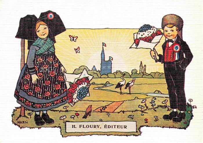 Hansi  Waltz J J Kuenstlerkarte Alsace Elsass Alsace Heureuse H.Floury Editeur