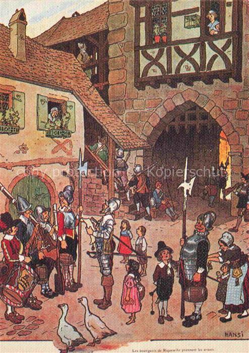 Hansi  Waltz J J Kuenstlerkarte Alsace Elsass Alsace Rassemblement des bourgeois