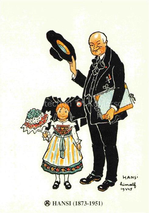 Hansi  Waltz J J Kuenstlerkarte Alsace Elsass Bonjour Alsace