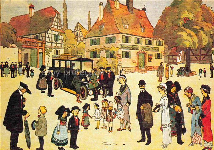 Hansi  Waltz J J Kuenstlerkarte Alsace Elsass Visite village Alsace