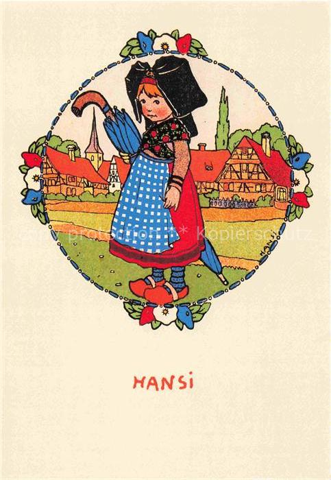 Hansi  Waltz J J Kuenstlerkarte Alsace Elsass Illustrareur alsacien Colmar