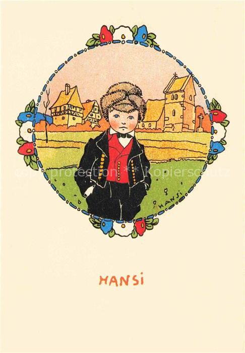 Hansi  Waltz J J Kuenstlerkarte Alsace Elsass Illustrateur alsacie Colmar