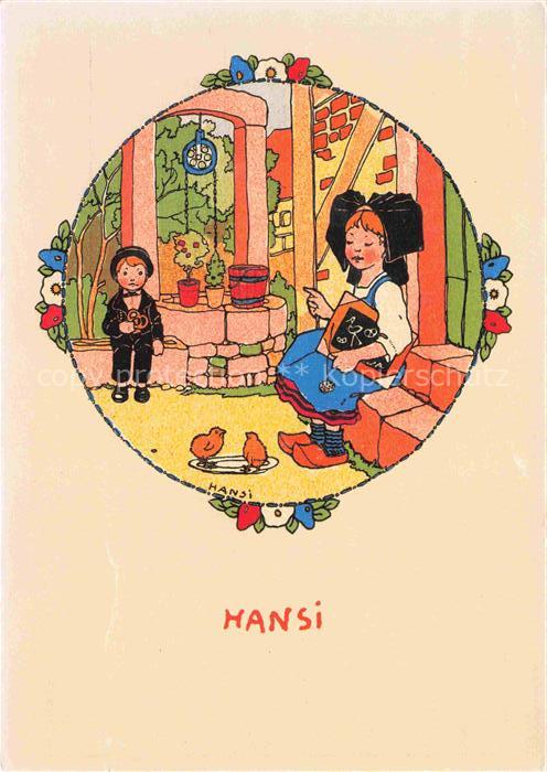 Hansi  Waltz J J Kuenstlerkarte Alsace Elsass Illustrateur alsacie Colmar