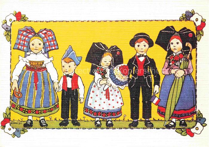 Hansi  Waltz J J Kuenstlerkarte Alsace Elsass Aujourd hui nous avons mis nos bea