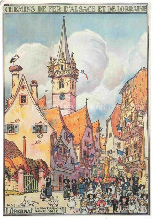 Hansi  Waltz J J Kuenstlerkarte Alsace Elsass Obernai