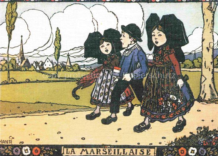 Hansi  Waltz J J Kuenstlerkarte Alsace Elsass La Marseillaise