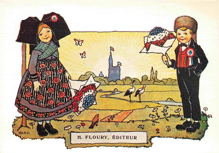 Hansi  Waltz J J Kuenstlerkarte Alsace Elsass Alsace Heureuse