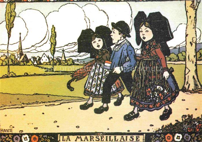 Hansi  Waltz J J Kuenstlerkarte Alsace Elsass La Marseillaise