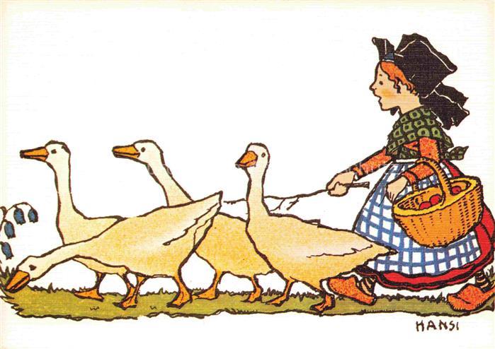 Hansi  Waltz J J Kuenstlerkarte Alsace Elsass Alsace Gaenseliesel
