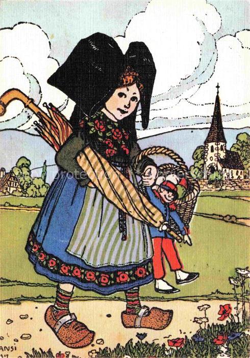 Hansi  Waltz J J Kuenstlerkarte Alsace Elsass Jai trouve au Marche beaucoup de b