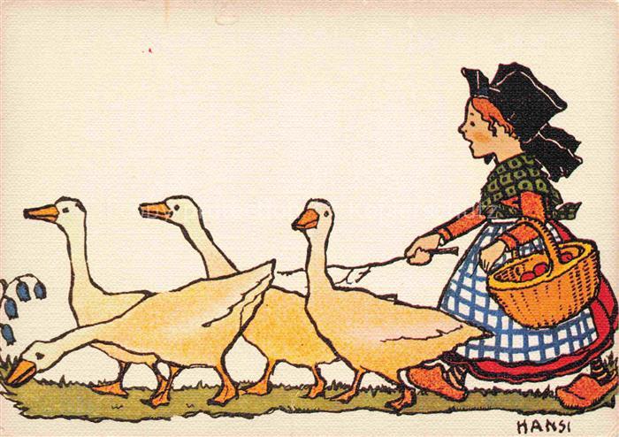 Hansi  Waltz J J Kuenstlerkarte Alsace Elsass Alsace Gaenseliesel