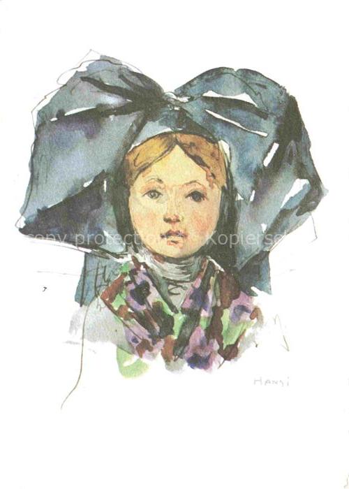 Hansi  Waltz J J Kuenstlerkarte Alsace Elsass Alsacin Portraet