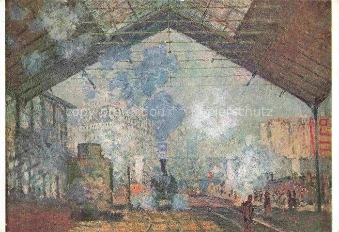 Monet Claude Kuenstlerkarte Der Bahnhof  Saint Lazare