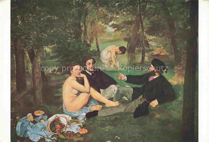 Manet Edouard Kuenstlerkarte Mittagsessen im Gruenen