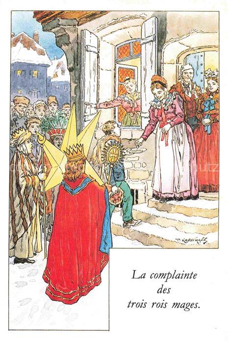 Kauffmann P. Alsace Elsass Kuenstlerlitho La complainte des trais rois mages