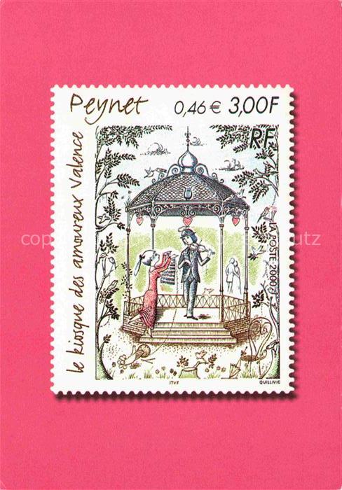 Briefmarken auf Postkarte Timbres Postage Francobollo-- Peynet
