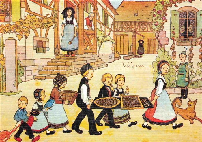 Hansi  Waltz J J Kuenstlerkarte Alsace Elsass Slsace Les gateaux