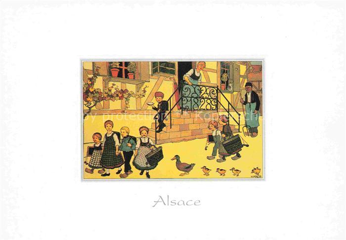 Hansi  Waltz J J Kuenstlerkarte Alsace Elsass Alsace Mein schoener Dorf nach der