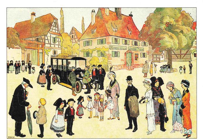 Hansi  Waltz J J Kuenstlerkarte Alsace Elsass Visite village en Alsace
