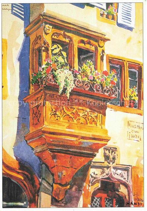 Hansi  Waltz J J Kuenstlerkarte Alsace Elsass Tres bel Oriel de la maison Zumswa