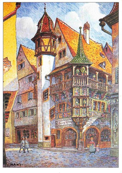 Hansi  Waltz J J Kuenstlerkarte Alsace Elsass Habitante Colmar Maison Pfister