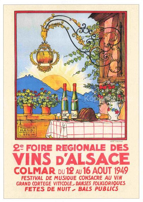 Hansi  Waltz J J Kuenstlerkarte Alsace Elsass Vins Alsace Colmar Festival fete d