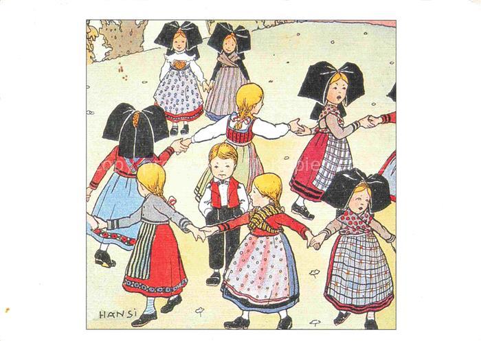 Hansi  Waltz J J Kuenstlerkarte Alsace Elsass Alsace La Farandole des enfans cos