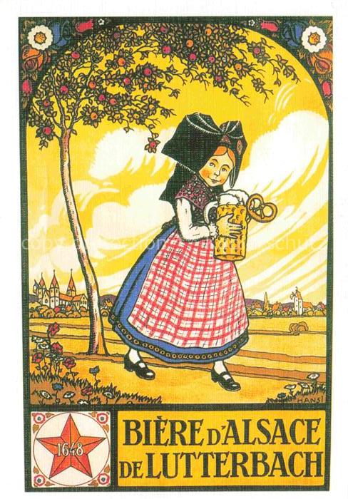 Hansi  Waltz J J Kuenstlerkarte Alsace Elsass Biere Alsace Lutterbach