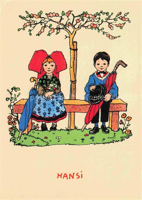 Hansi  Waltz J J Kuenstlerkarte Alsace Elsass Illustrateur alsacien Colmar