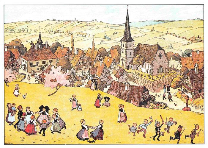 Hansi  Waltz J J Kuenstlerkarte Alsace Elsass Alsace Heureuse