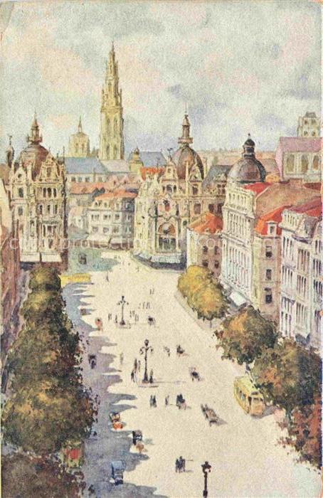 Antwerpen ANVERS Leysstraat Rue Leys Kuenstlerkarte