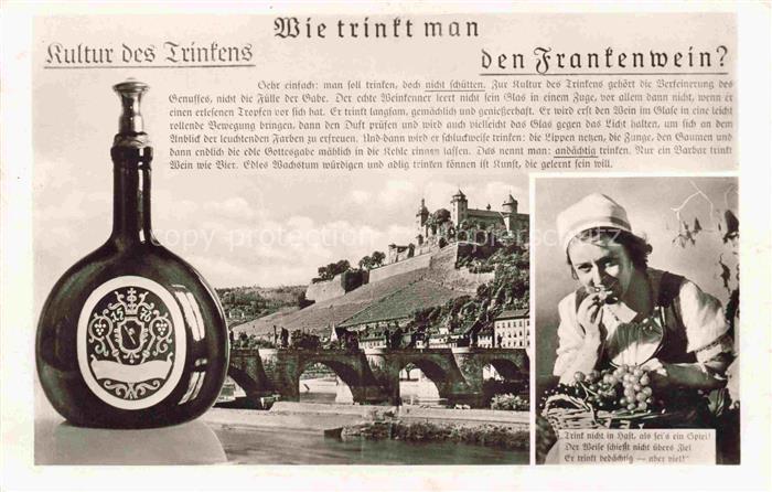WueRZBURG Bayern Frankenwein Weinflasche Trinkspruch Blick zur Festung