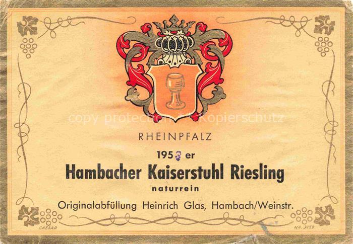 Hambach  Neustadt Weinstrasse Hambacher Kaiserstuhl Riesling Wein Wappen