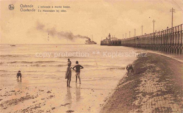 OSTENDE Oostende West-Vlaanderen Belgie Estacade à marée basse
