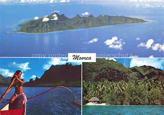 Moorea Tahiti Polynesien Ile-soeur de Tahiti vue aérienne Ansicht vom Meer aus