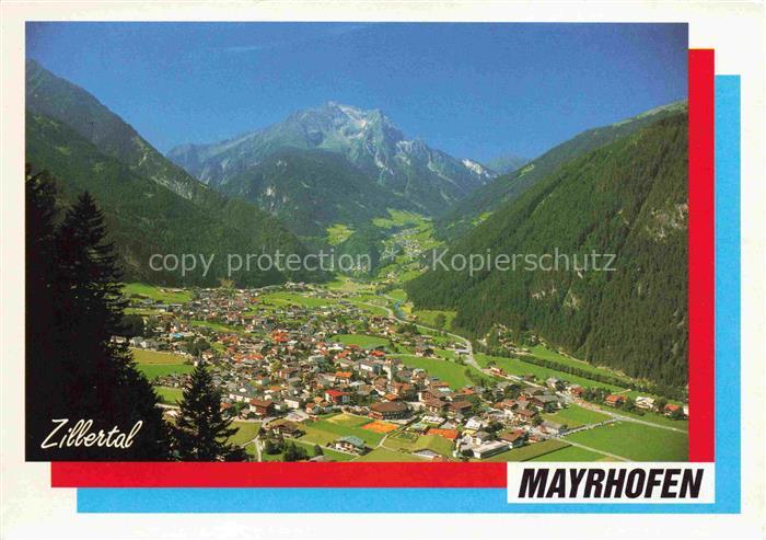 Mayrhofen  Zillertal Tirol AT Panorama Zillertal mit Gruenberg Zillertaler Alpen