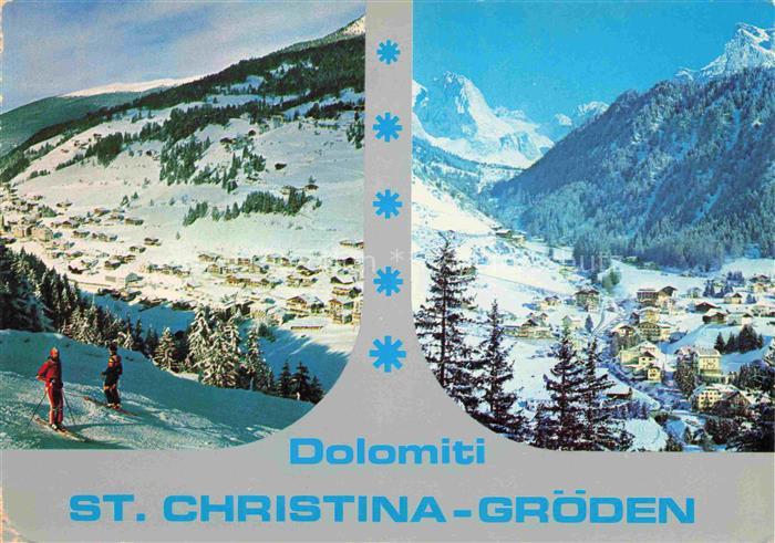 St Christina Winterpanorama Skipiste Wintersportplatz Dolomiten