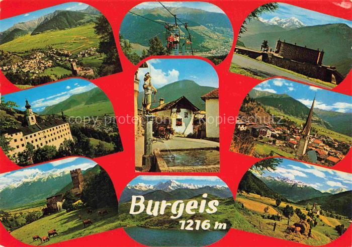 Burgeis Mals Suedtirol IT Teilansichten Panorama Vinschgau Ortsmotiv mit Brunnen