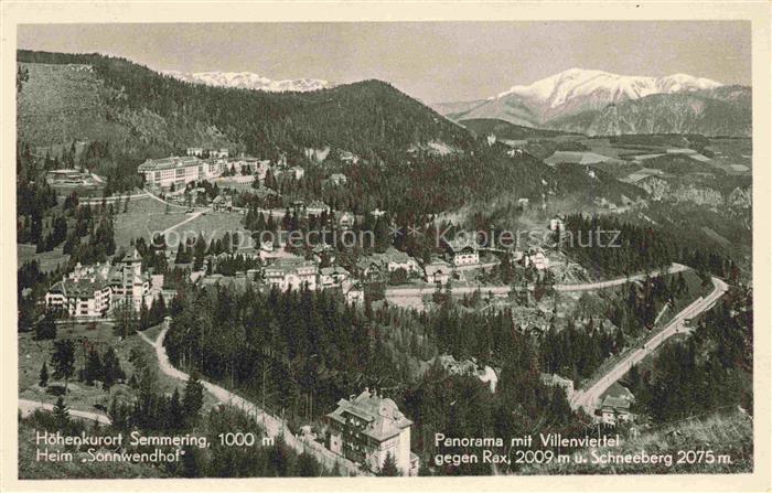 Semmering Niederoesterreich Panorama Hoehenkurort Heim Sonnwendhof Villenviertel