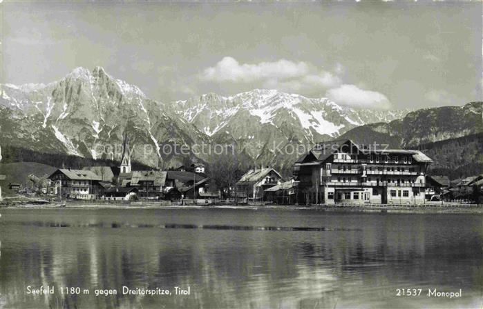 Seefeld Tirol Ansicht vom See aus Blick gegen Dreitorspitze Wettersteingebirge