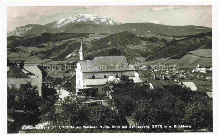 St Corona Wechsel Niederoesterreich AT Wallfahrtskirche Panorama Blick auf Schne