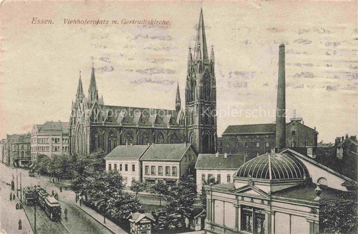 EssEN  Ruhr Viehhoferplatz mit Gertrudiskirche Feldpost