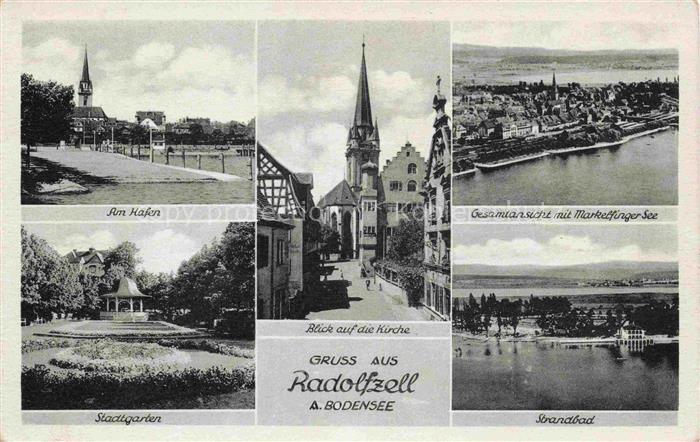 Radolfzell Bodensee Partie am Hafen Stadtgarten Kirche Markelfinger See Strandba