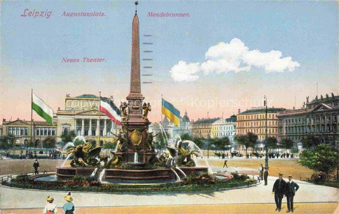 LEIPZIG Sachsen Augustusplatz Mendebrunnen Neues Theater Pruefstempel
