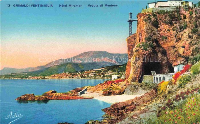 Grimaldi  di Ventimiglia Liguria IT Hôtel Miramar veduta di Mentone